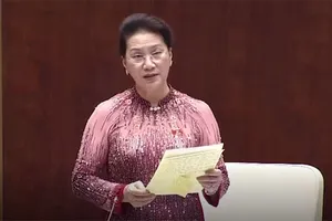 Chủ tịch Quốc hội Nguyễn Thị Kim Ngân tại cuối phiên chất vấn và trả lời chất vấn chiều 15-6-2017. Ảnh cắt từ clip VTV