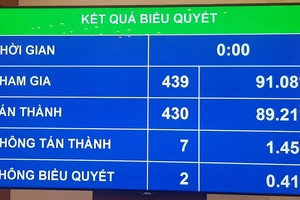 Kết quả biểu quyết thông qua kế hoạch phát triển kinh tế - xã hội năm 2021. Ảnh: PHAN THẢO