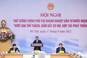 Hội nghị Thủ tướng Chính phủ với doanh nghiệp đầu tư nước ngoài. Ảnh: VIẾT CHUNG