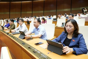 Đại biểu Quốc hội dự phiên họp, sáng 8-5. Ảnh: VIẾT CHUNG