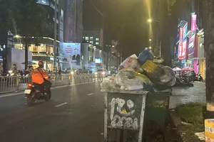 Rác thải sinh hoạt được tập kết trên đường Nguyễn Thị Minh Khai, quận 3. Ảnh: Thanh Hiền