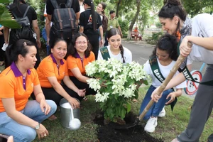 Thí sinh dự thi chung kết Miss Earth 2023 trồng cây xanh tại quận 10