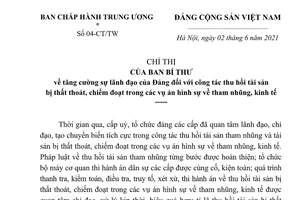 Xử lý nghiêm sai phạm, tiêu cực trong công tác thu hồi tài sản các vụ án tham nhũng, kinh tế