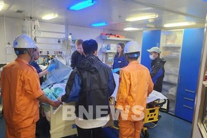 救援力量登上荷兰籍邮轮“威士特丹”号。