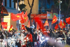 越南球迷上街游行庆祝。