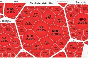 Phiên giao dịch cuối tuần 8-3 giảm mạnh 