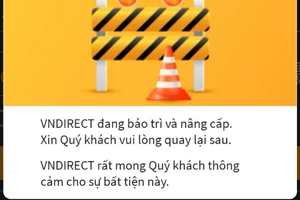 Trong phiên giao dịch sáng nay, khách hàng không thể đăng nhập vào ứng dụng của VNDIRECT