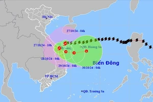 Vị trí và đường đi của bão số 6. Ảnh: NCHMF