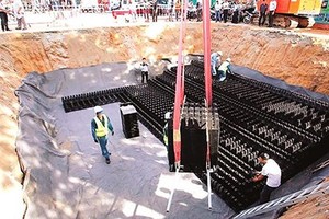 An under construction reservoir in Thu Duc district, HCMC (Photo: SGGP)