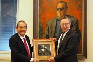 Permanent Deputy Prime Minister Truong Hoa Binh (L) and Acting Deputy PM of Finland Mika Lintila (Photo: VNA)
