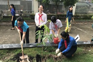 Students in District 4 plant trees during the campaign (Source: https://voh.com.vn/)