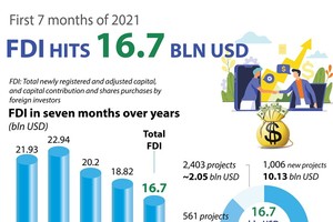 Vietnam attracts US$16.7 billion in FDI in first seven months