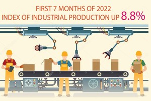 Industrial production index up 8.8 percent in first 7 months of 2022