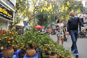 Flower markets in Hanoi’s Old Quarter bloom just for Tet