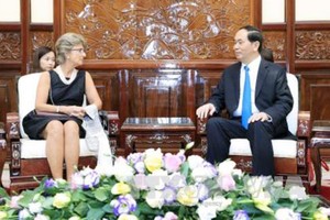 Vietnamese President Tran Dai Quang receives Spanish ambassador Jesus Figo Lopez Palop (Photo:VNA)