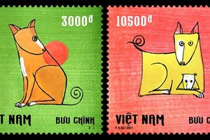 The use of bright and bold colours intends to rouse in people festive feelings and merry wishes for the upcoming Lunar New Year (Photo: vnpost.vn)