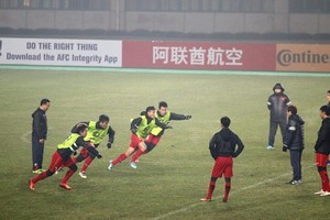Vietnam's U23 team trains in preparation for the match with Syria . (Photo: vff.org.vn)