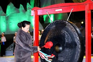 National Assembly Chairwoman Nguyen Thi Kim Ngan at the  opening ceremony of Hoa Binh Cultural and Tourism Week 2019 last night (Photo:VNA)