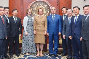 Secretary of the Ho Chi Minh City Party Committee Nguyen Thien Nhan receives Ms. Josefine Wallat, Consul General of Germany in Ho Chi Minh City. (Photo: Viet Dung)