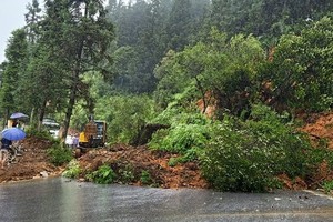 Landslide on National Highway 4D, Lao Cai (Photo: VNA)