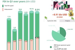 FDI reaches over US$8.1 billion in Q1