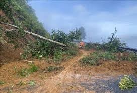 Rainfall-induced landslide in Thanh Hoa Province disrupts traffic 