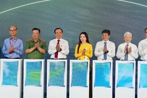 Pedestrian bridge across Saigon River in Ho Chi Minh City commences