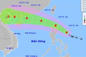 Storm Wipha approaching East Sea