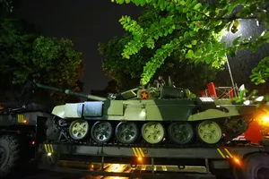 Convoys transfer military equipment to Hanoi for National Day parade