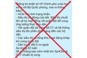 Thông tin “TPHCM vào tình trạng khẩn” là hoàn toàn bịa đặt