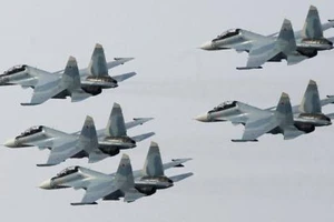 Đội bay Su-30SM mang tên Đại bàng Nga của Không quân vũ trụ Nga. Ảnh: Reuters