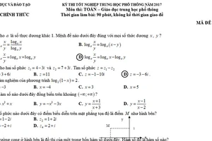Gợi ý giải đề thi môn Toán kỳ thi THPT quốc gia năm 2017
