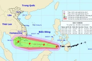 Bão Tembin hướng vào vùng biển Vũng Tàu- Cà Mau 