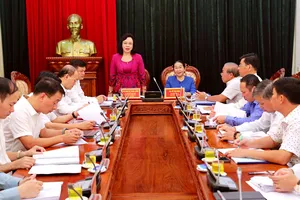 Phó Bí thư Thường trực Thành ủy Hà Nội Ngô Thị Thanh Hằng phát biểu tại buổi làm việc với Đoàn công tác Thành ủy TPHCM. Ảnh: HNM