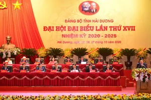 Đoàn Chủ tịch Đại hội Đảng bộ tỉnh Hải Dương.Ảnh: nhandan