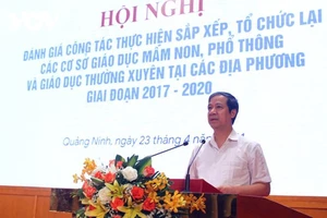 Bộ trưởng Bộ GD-ĐT Nguyễn Kim Sơn phát biểu tại hội nghị. Ảnh: VOV