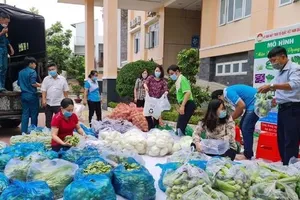 Trong những ngày qua, hàng tấn nhu yếu phẩm được chuyển đến hỗ trợ cho người dân trong khu phong tỏa ở TPHCM. Ảnh: MINH NGUYỆT