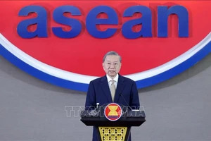 Tổng Bí thư Tô Lâm phát biểu tại Trụ sở Ban Thư ký ASEAN, sáng 10-3-2025. Ảnh: TTXVN