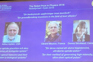 3 nhà khoa học được trao giải Nobel Vật lý 2018. Ảnh: REUTERS