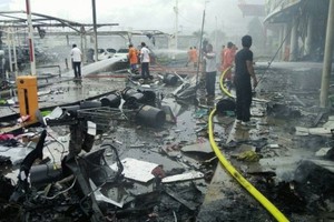 泰國北大年府一商場內爆炸的現場。（圖源：The Nation）