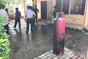 圖為輸氣管洩漏引致著火的大型工業瓦斯瓶。（圖源：英姿）