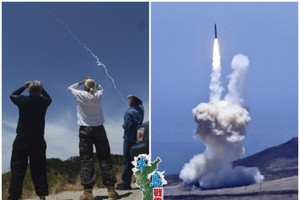 美國民眾目擊攔截導彈升空情形。（圖源：互聯網）