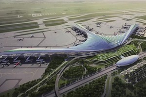 圖為隆城國際機場總體設計模擬空照圖。（圖源：互聯網）