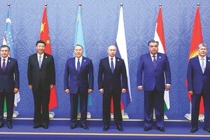 上海合作組織成員國元首集體合影。（資料圖來源：互聯網）