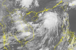 圖為1號颱風雲層的衛星空照圖。（圖源：nchmf.gov.vn）