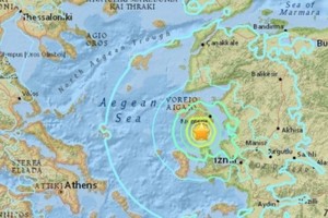 地震震央位置圖。（圖源：美國地質勘探局網站））