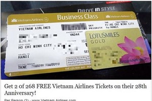 近日，臉書上紛紛出現免費贈送飛機票的假消息。(圖源：互聯網)