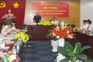 中央宣教部副部長武文鋒在例會上發表指導意見。（圖源：平陽網報）