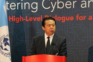 國際刑警組織主席孟宏偉強調，推動解決跨行業和跨國境合作打擊網絡與金融犯罪。（圖源：互聯網）