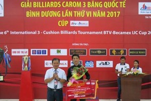 國際三庫開倫檯球賽頒獎儀式。(圖源：互聯網)